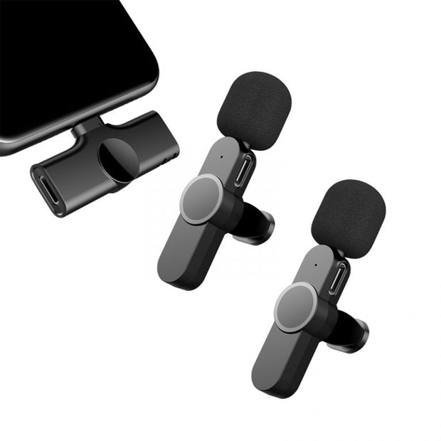 K9 Dual Wireless Lavalier Collar Microphones C-Type & iPhone